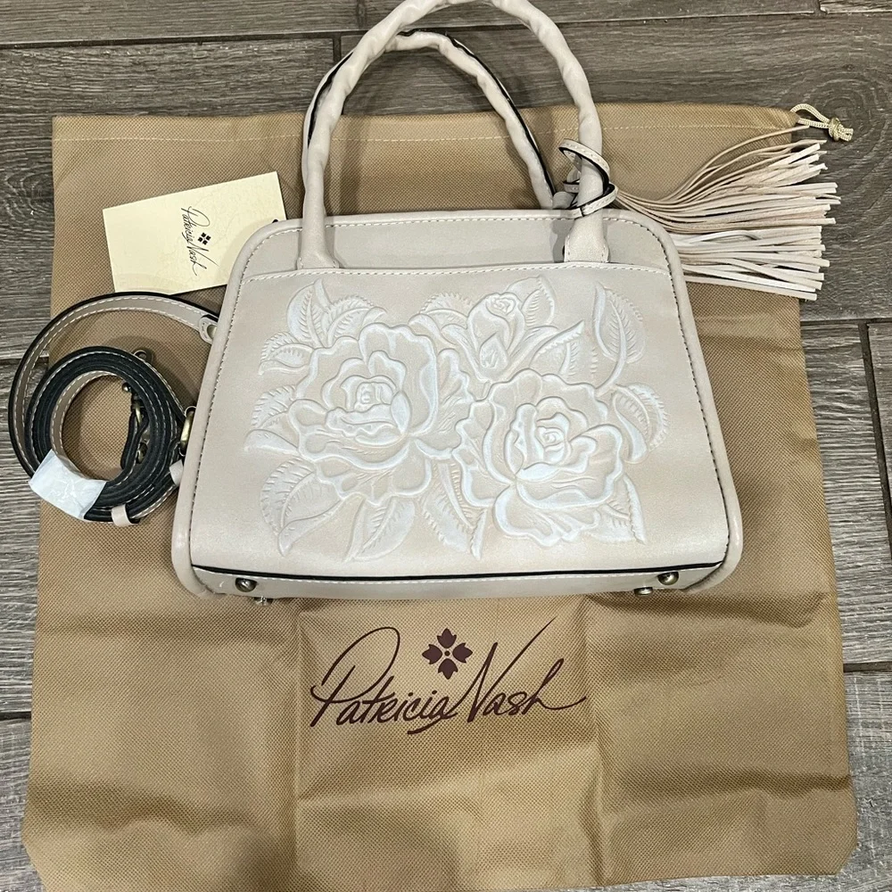 Patricia Nash Ivory Floral Satchel - Picture 1 of 4